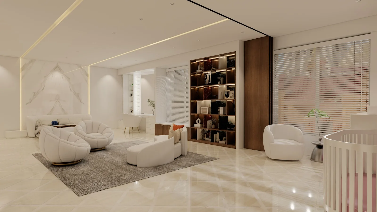 Modern and bright living space with minimalist design.